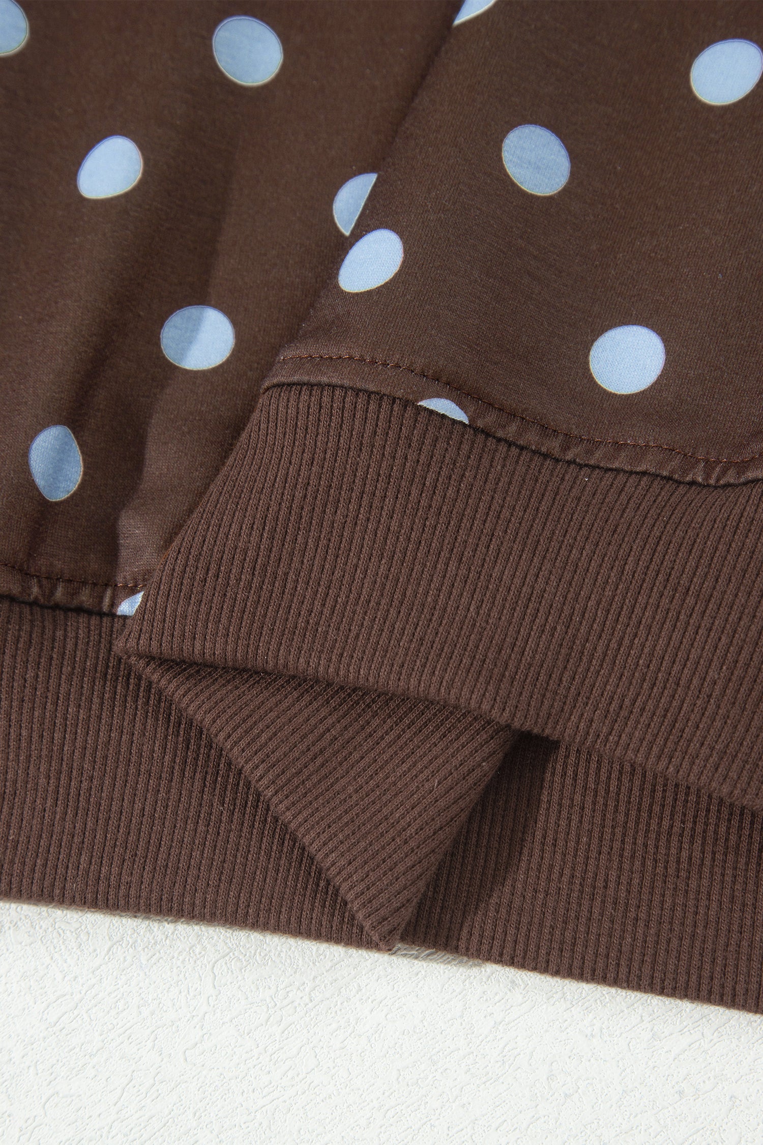 Brown Polka Dot Long Sleeve Pullover Embroidered Bow Detail 2pcs Skort Set