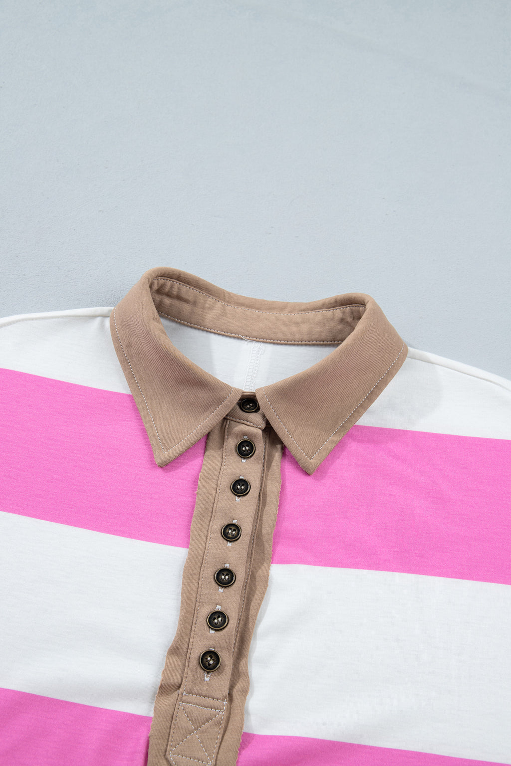 Rose Stripe Colorblock Trim Polo Tee Drawstring Mini Skirt 2pcs Set