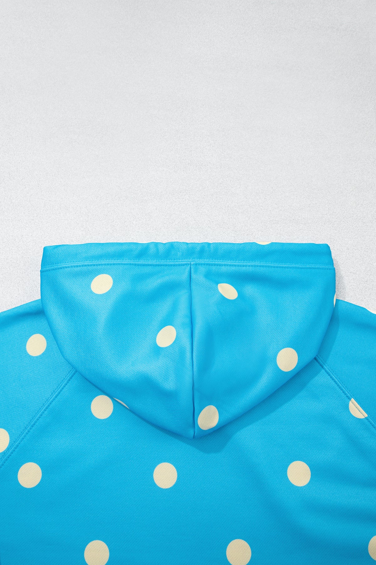 Blue Polka Dot Hooded Drawstring Long Sleeve Plus Size Set