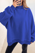 Bluing Oversize Drop Shoulder Reversible Mock Neck Sweatshirt