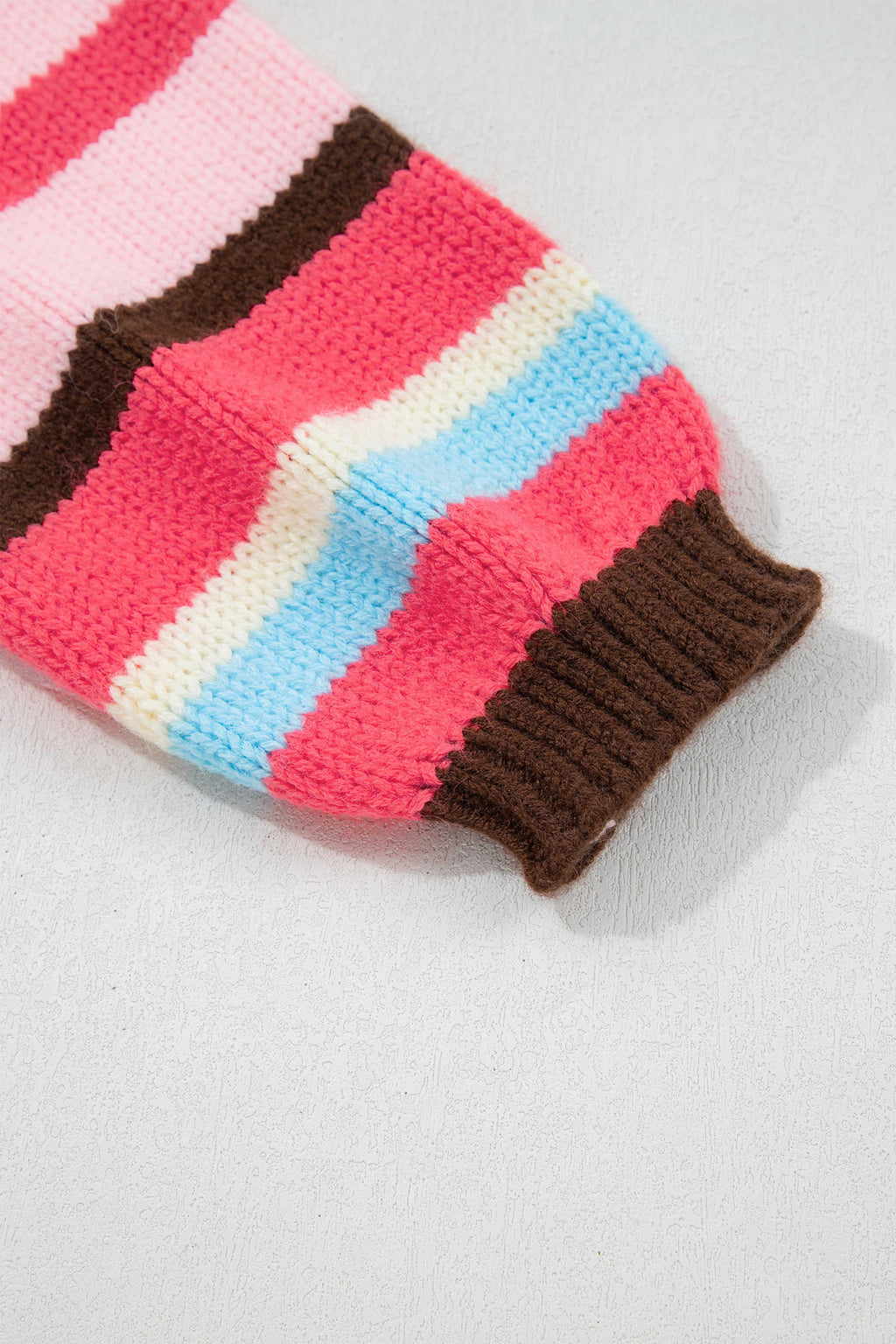 Pink Stripe Striped Colorblock Drop Shoulder Cardigan