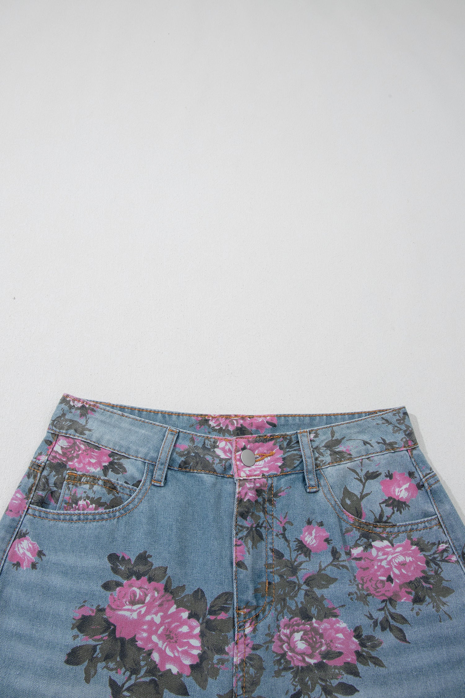 Sky Blue Garden Floral Print Bootcut Jeans