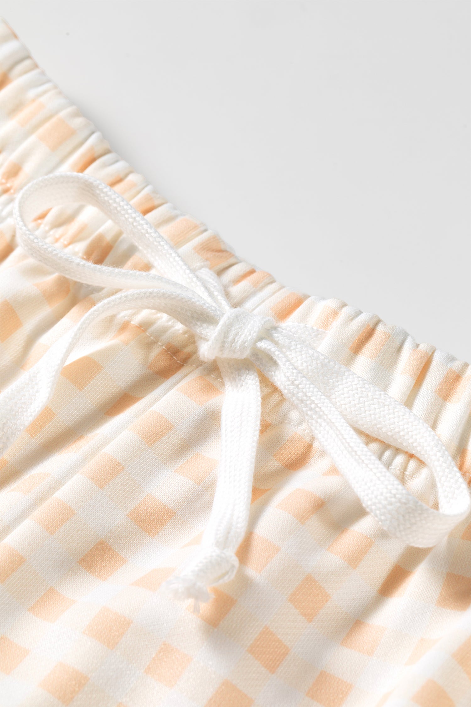 Yellow Plaid Baggy Pullover Drawstring Casual Shorts 2pcs Outfit