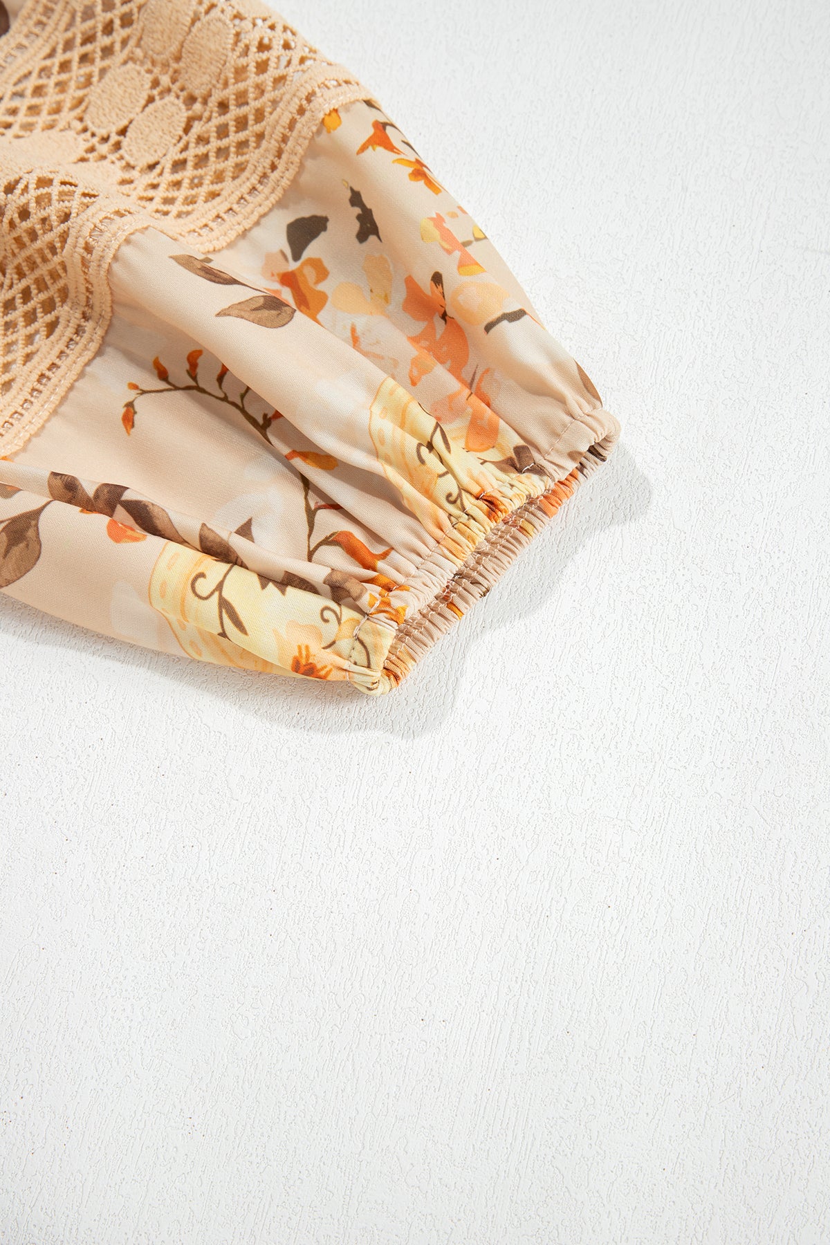 Khaki Paisley Print Decorative Binding Tape V Neck Shift Blouse