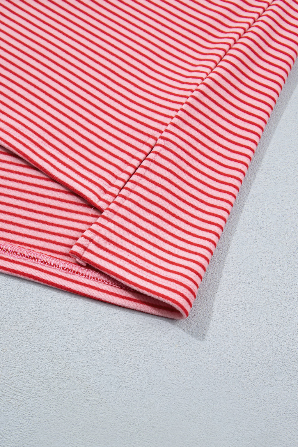 Pink Striped Drop Shoulder Long Sleeve Pant Set