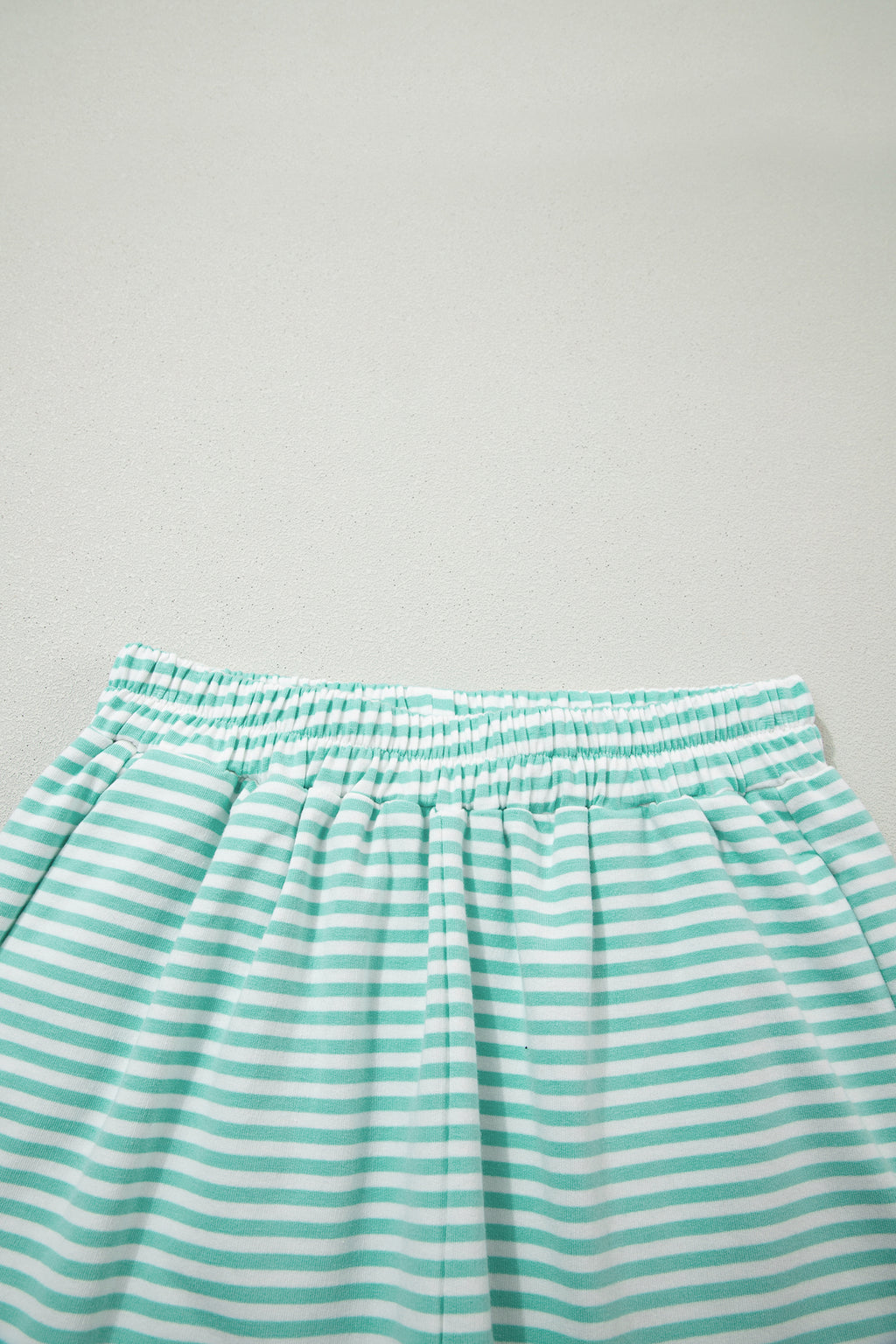 Green Stripe Oversize Mock Neck Sweatshirt and Shorts Set