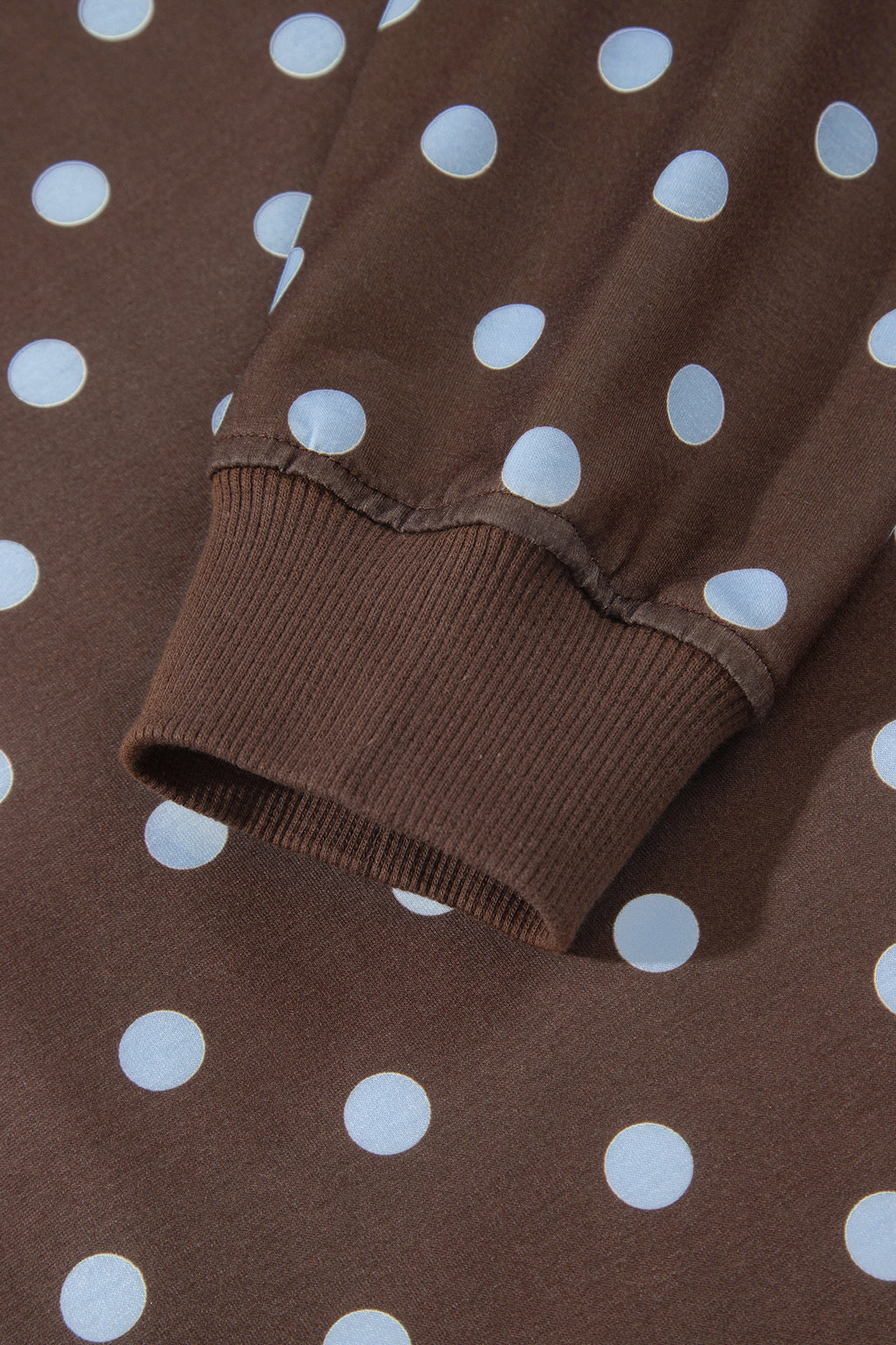 Brown Polka Dot Long Sleeve Pullover Embroidered Bow Detail 2pcs Skort Set