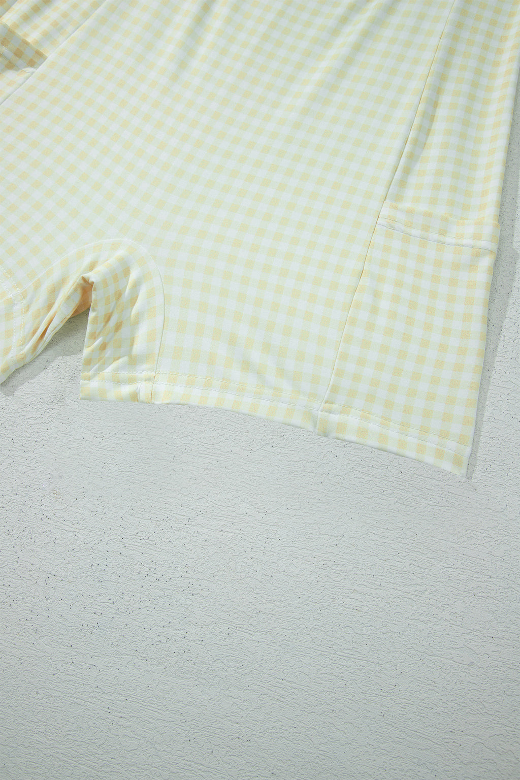 Yellow Cream Faux Two Piece Gingham Contrast Patchwork Loose Mini Dress