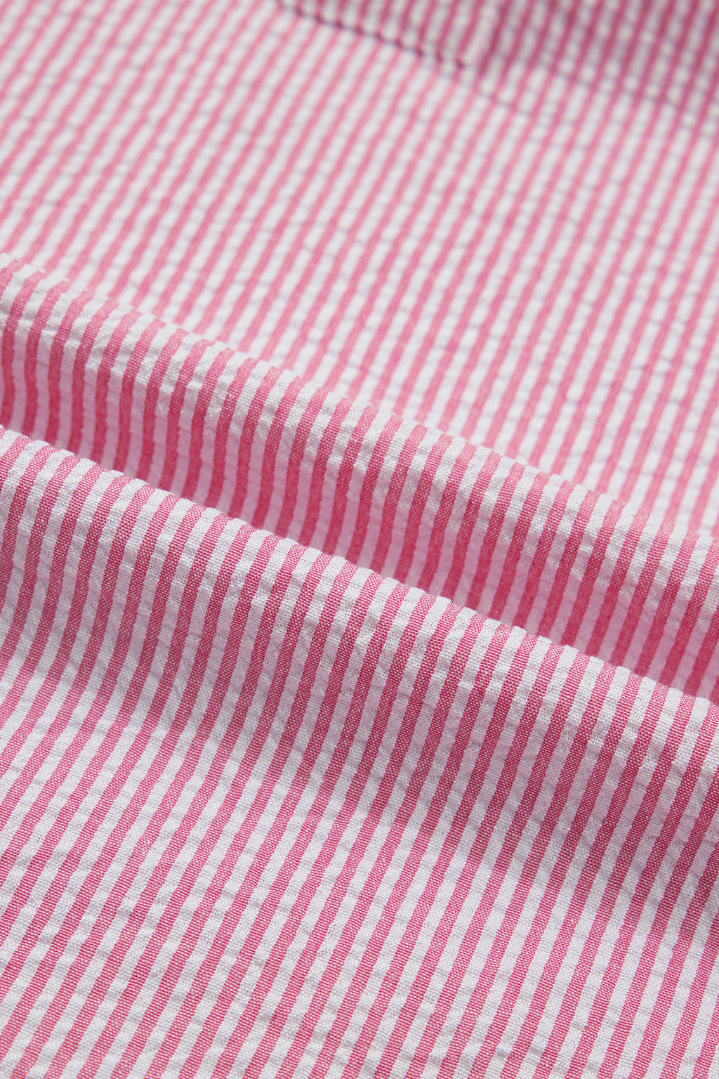 Rose Stripe Short Bubble Sleeve Split V Neck Blouse