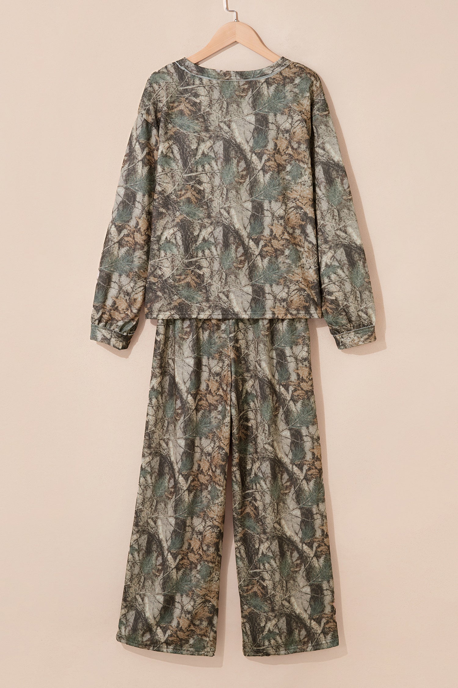 Green Abstract Print Long Sleeve Pant Set