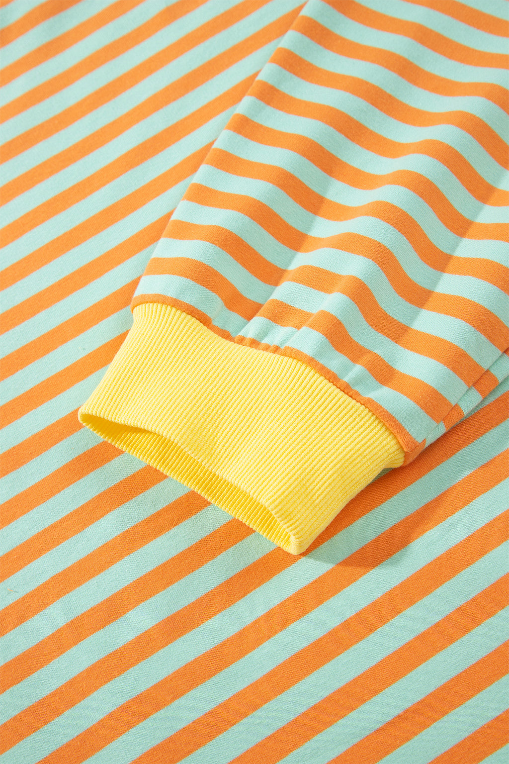 Orange Stripe High Neck Striped Colorblock Tunic Plus Size Sweatshirt