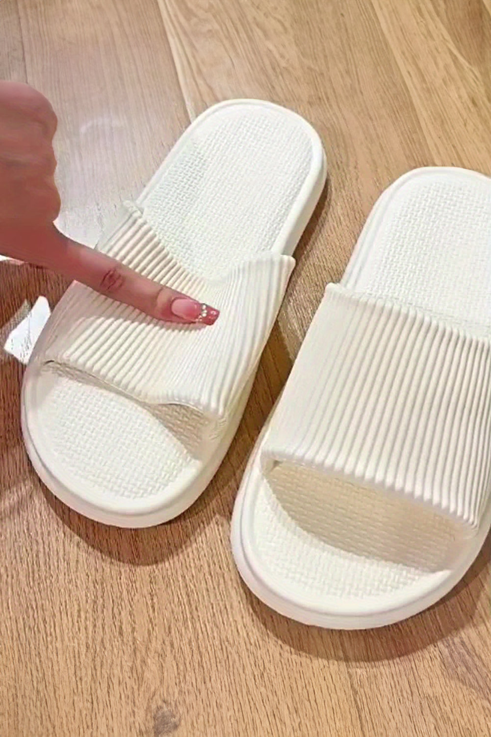 White Textured Thick Sole Soft EVA Home Slippers