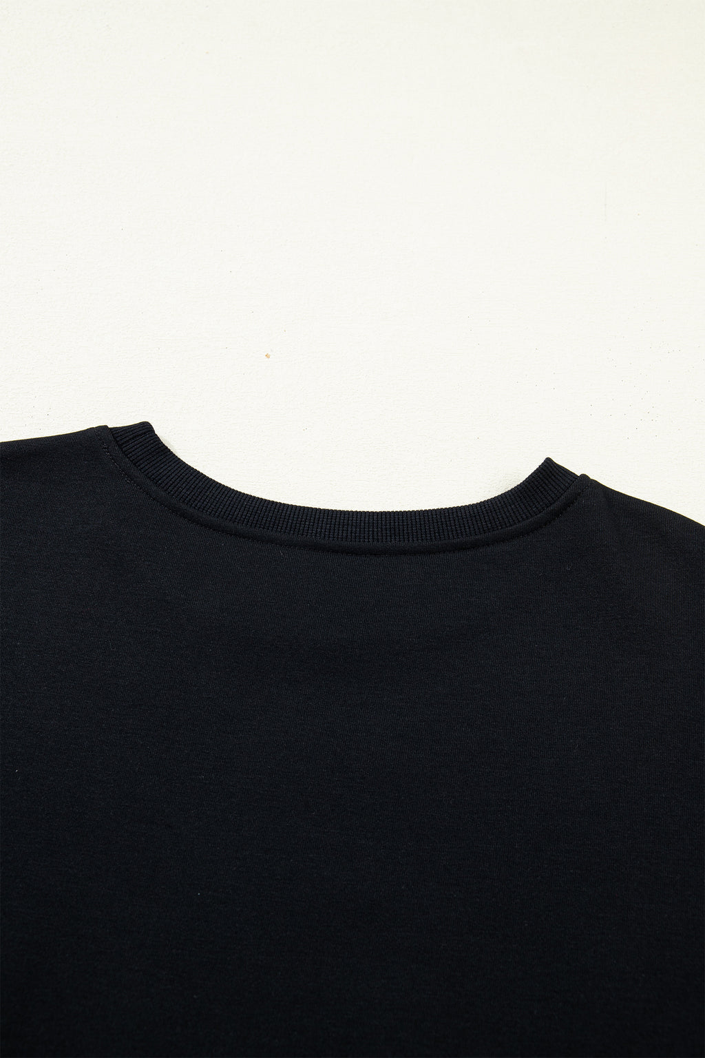 Black Solid Color Dropped Shoulder Long Sleeve Top