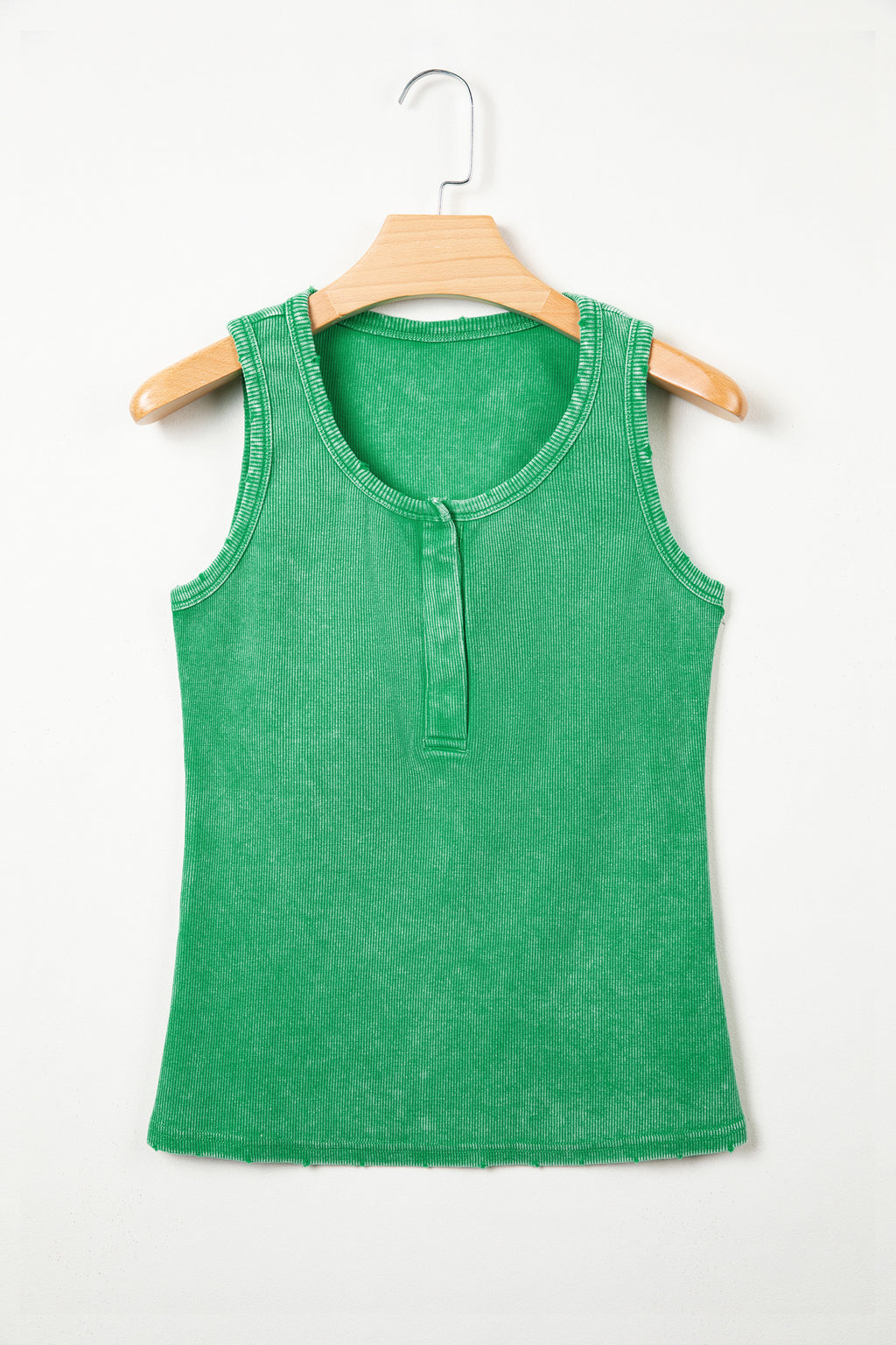 Bright Green Vintage Distressed Ribbed Mineral Wash Tank Top