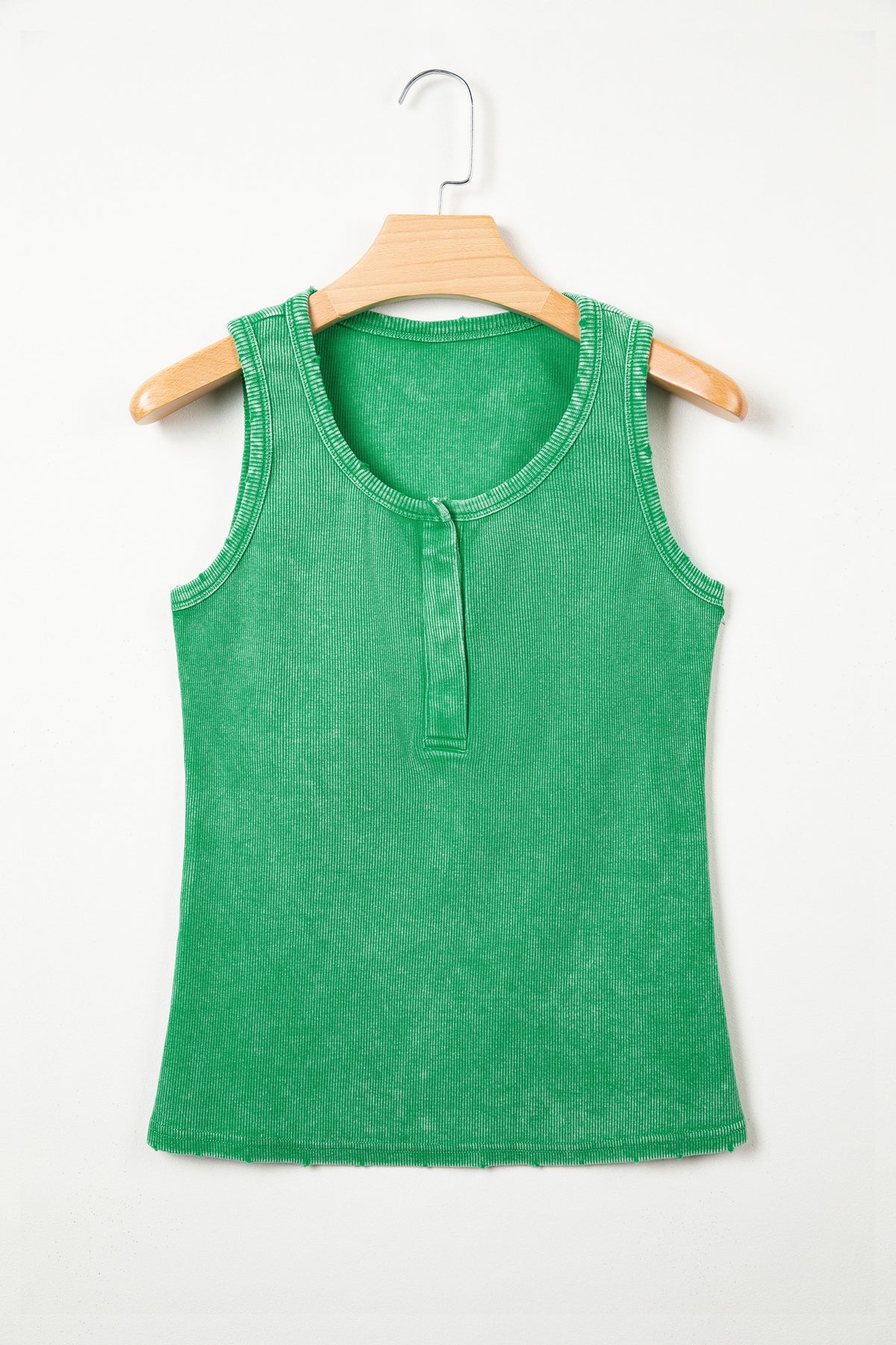 Bright Green Vintage Distressed Ribbed Mineral Wash Tank Top