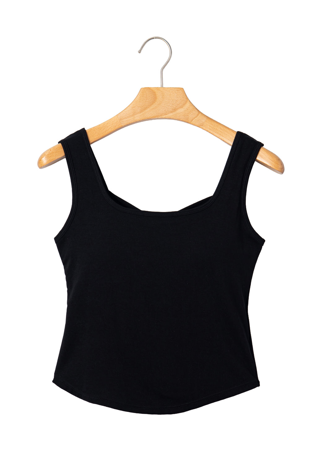 Black Twisted Cross Back Sleeveless U Neck Bra Insert Tank Top