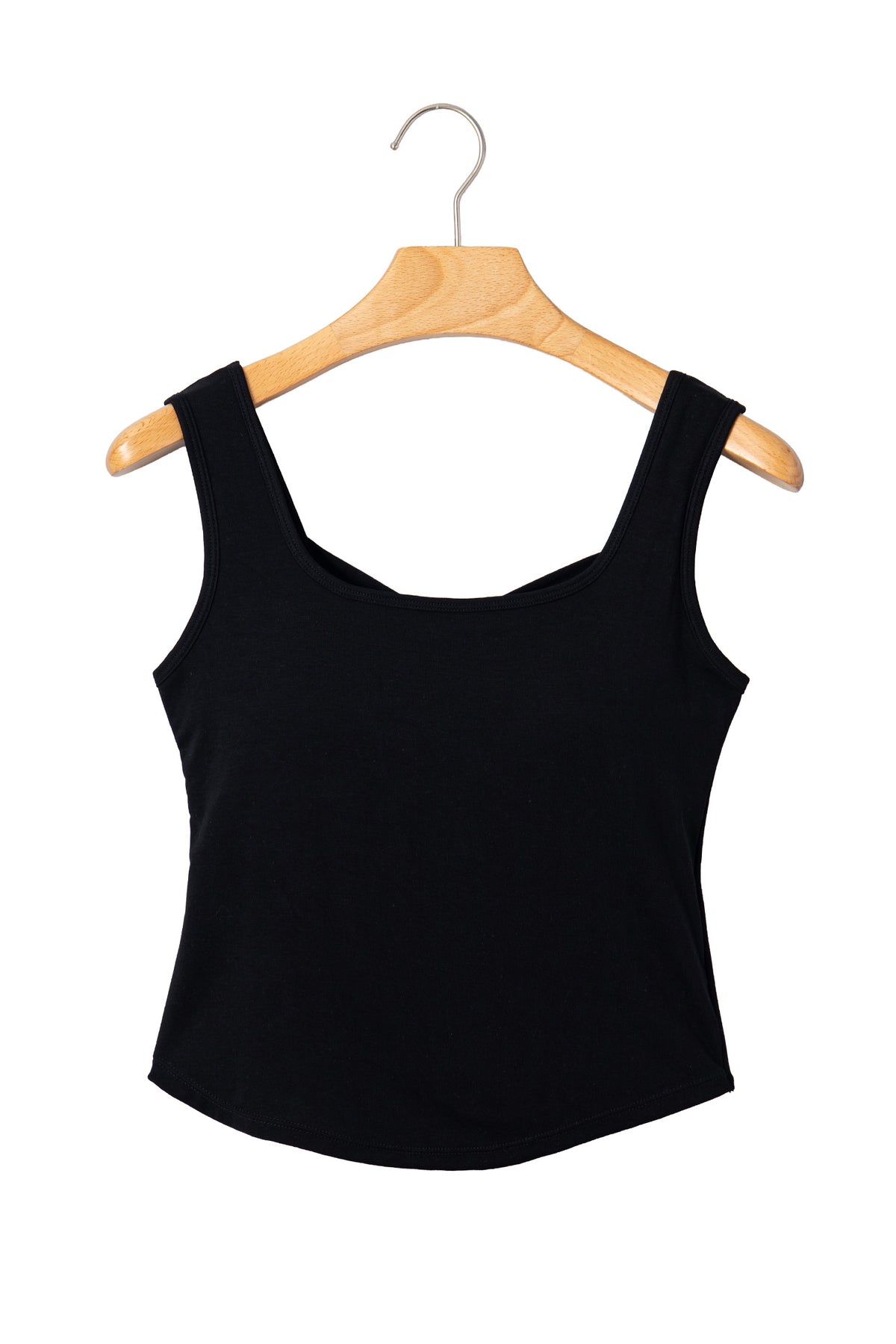 Black Twisted Cross Back Sleeveless U Neck Bra Insert Tank Top
