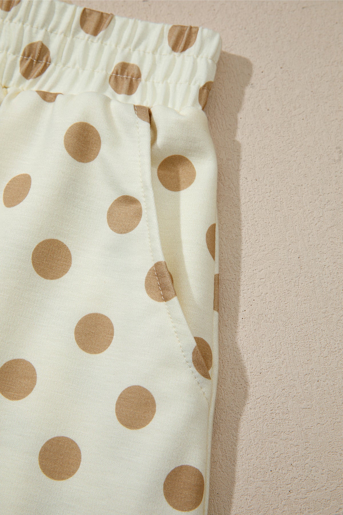 Khaki Polka Dot Hooded Long Sleeve Top Casual Mini Skort Set