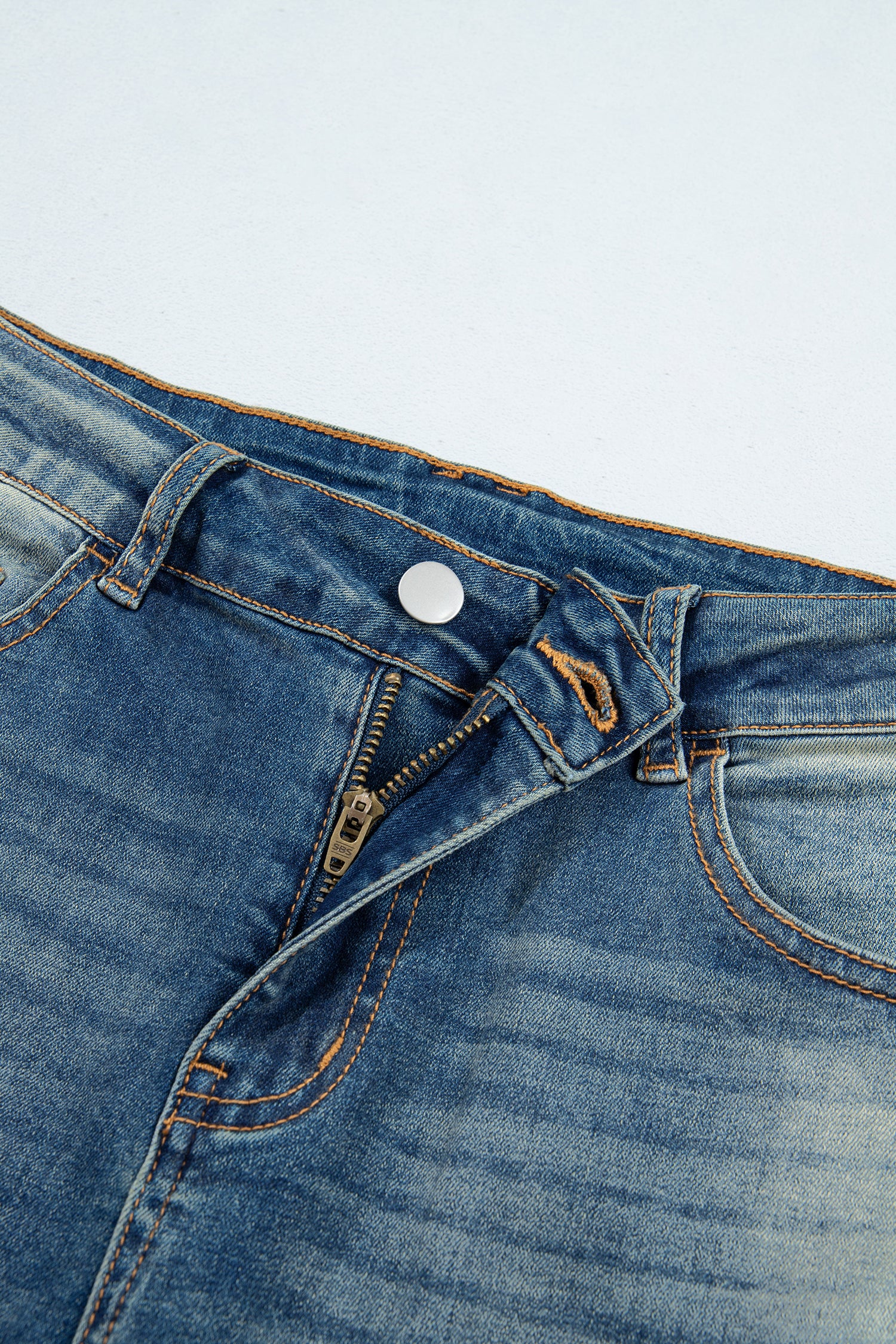 Sail Blue Pocket Detail Flare Leg Jeans