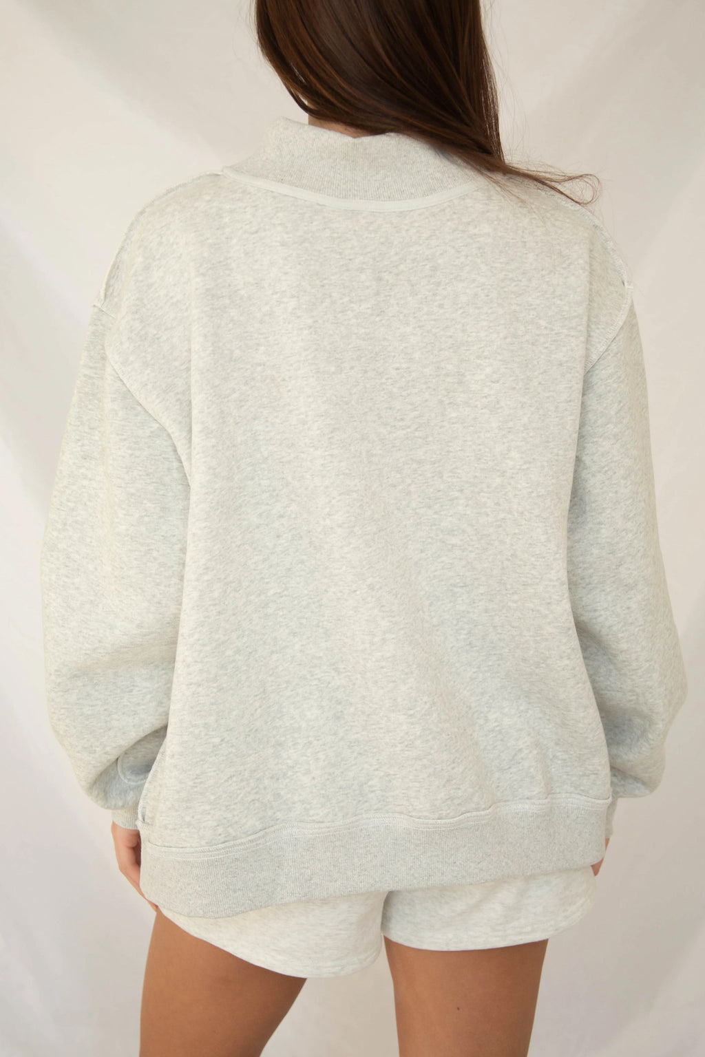 Gray High Neck Polka Dot Slogan Printed Baggy Sweatshirt