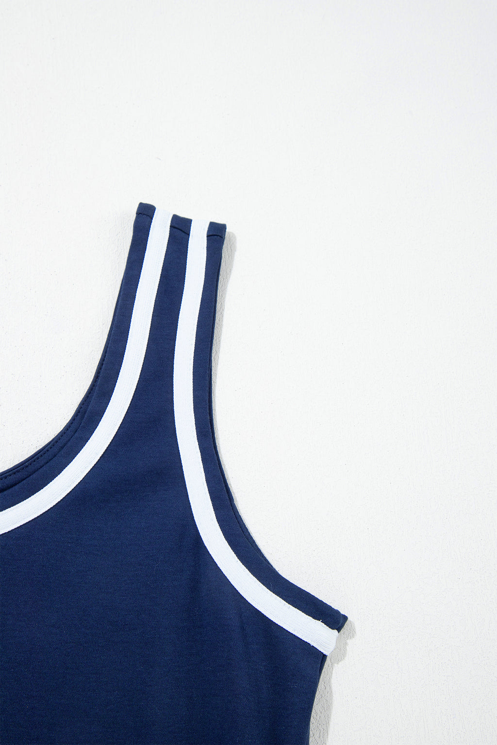 Dirty blue Contrast Trim U Neck Sleeveless Mini Dress