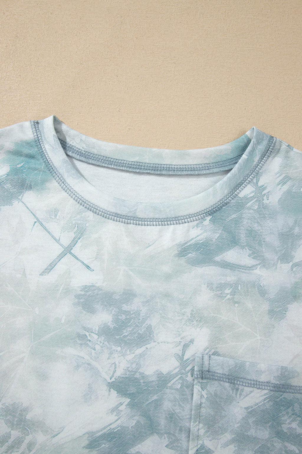 Green Casual Camouflage Short Sleeve Elastic Waist 2pcs Set