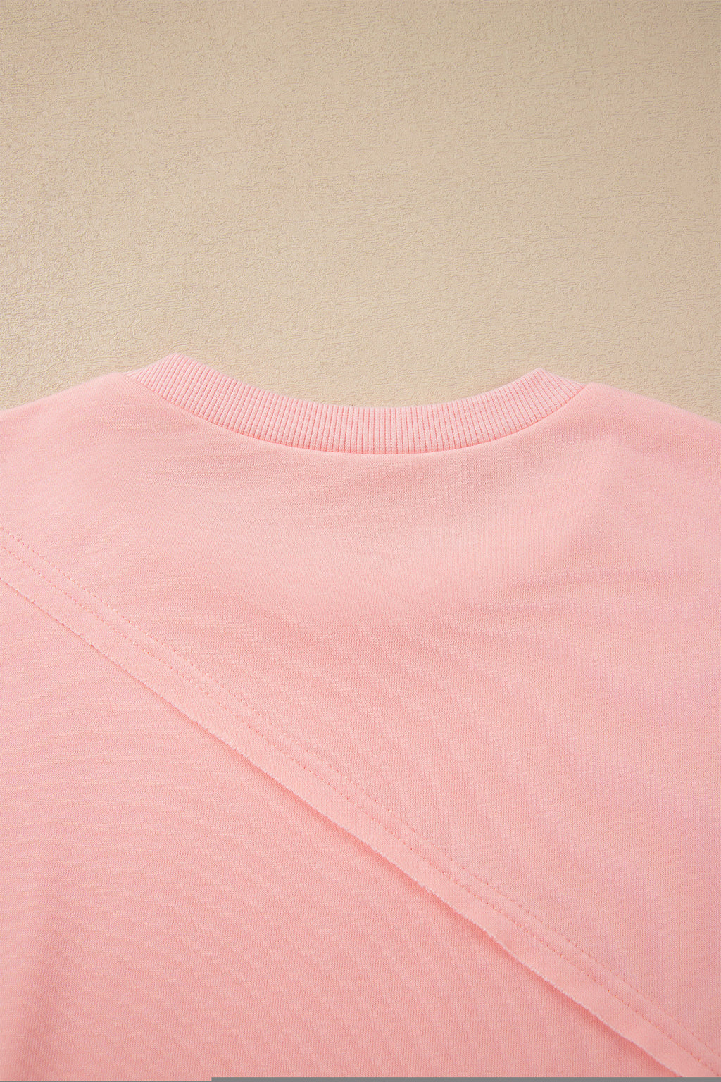 Pink Colorblock Striped Patchwork Long Sleeve Round Neck Blouse