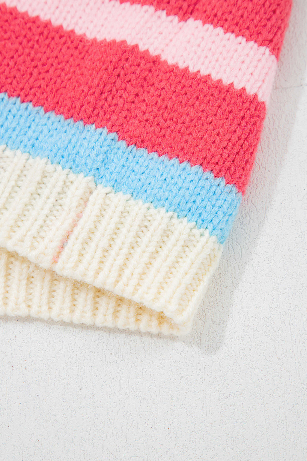 Pink Stripe Striped Colorblock Drop Shoulder Cardigan