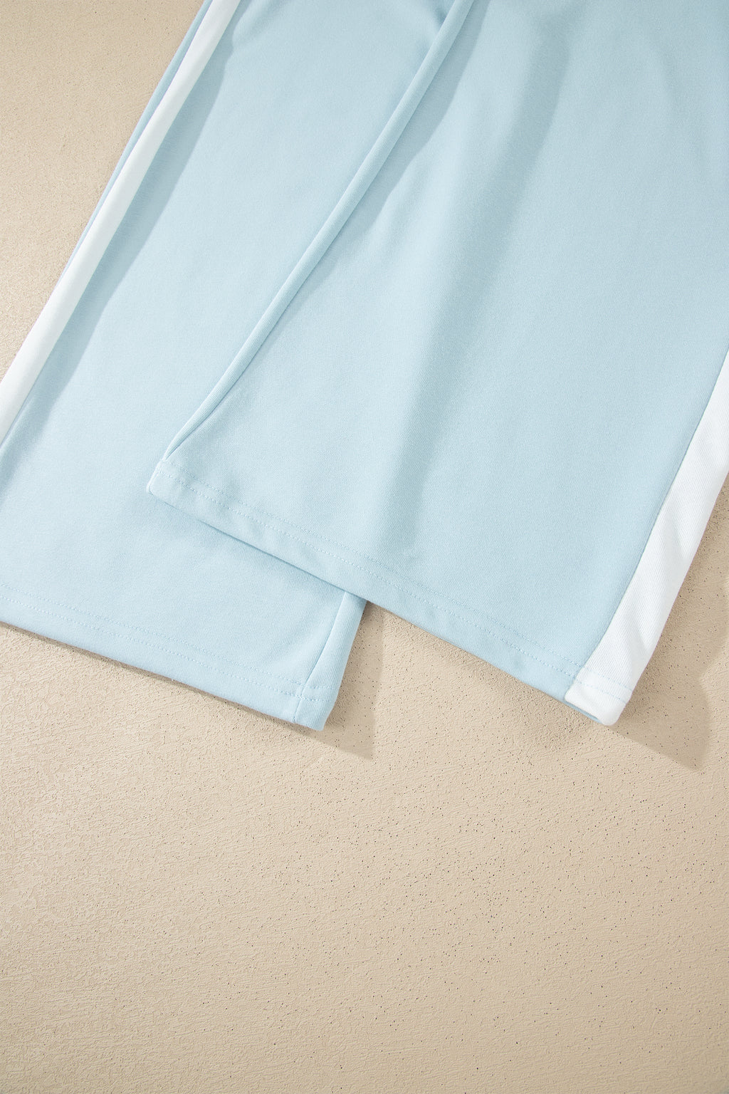 Mist Blue Contrast Trim Round Neck Pocketed Boxy Tank Top Wide Leg Pant Set