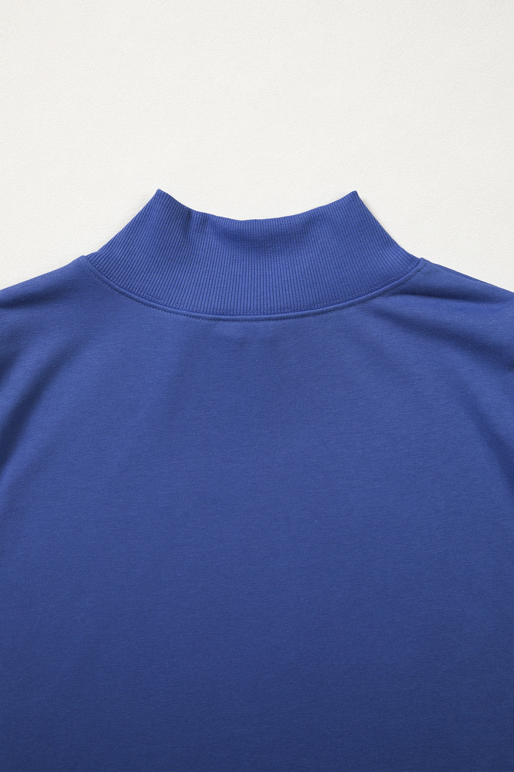 Sky Blue Solid Color High Neck Cap Sleeve Loose Top