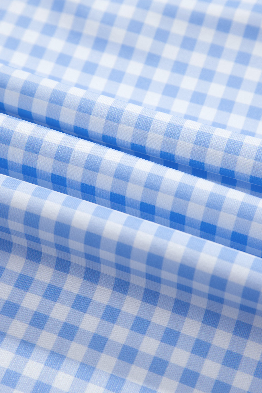 Sky Blue Gingham Plaid Double Layered Cami Mini Dress 3pcs Set