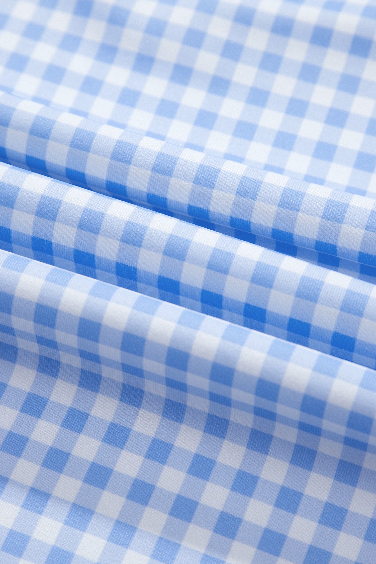 Sky Blue Gingham Plaid Double Layered Cami Mini Dress 3pcs Set