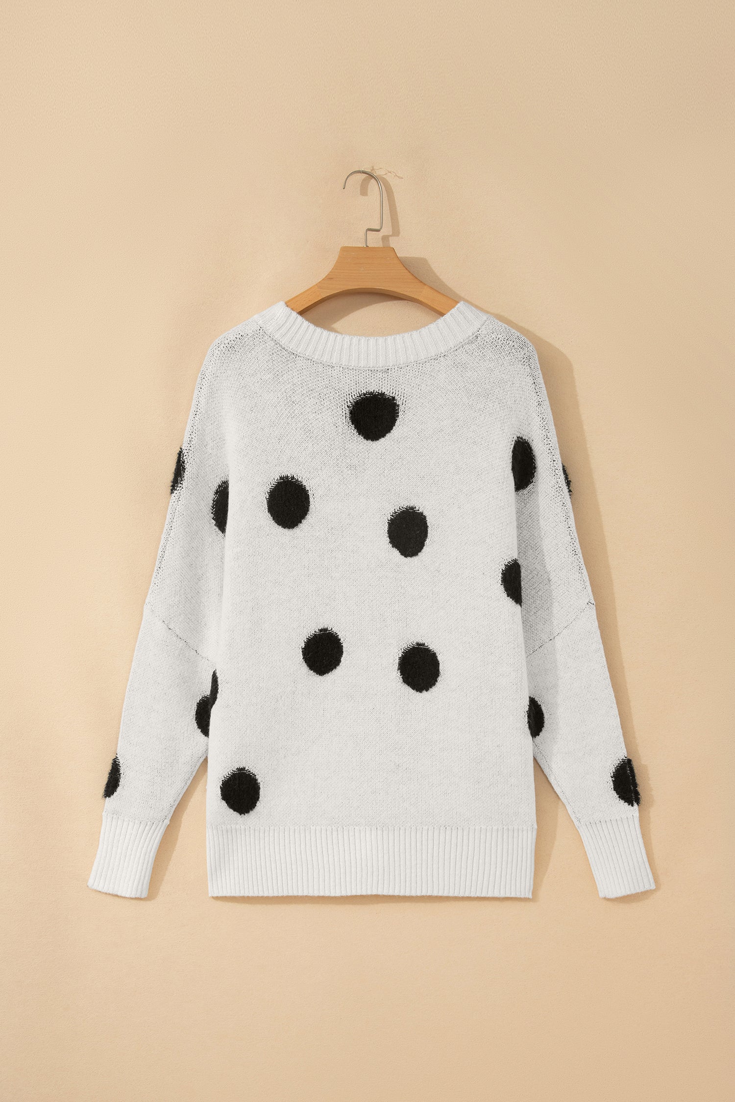 Red Polka Dot Button Front Oversized V Neck Cardigan