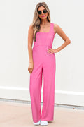 Bonbon Mineral Wash Raw Seam Patchwork Wide Leg Loose Jumpsuit