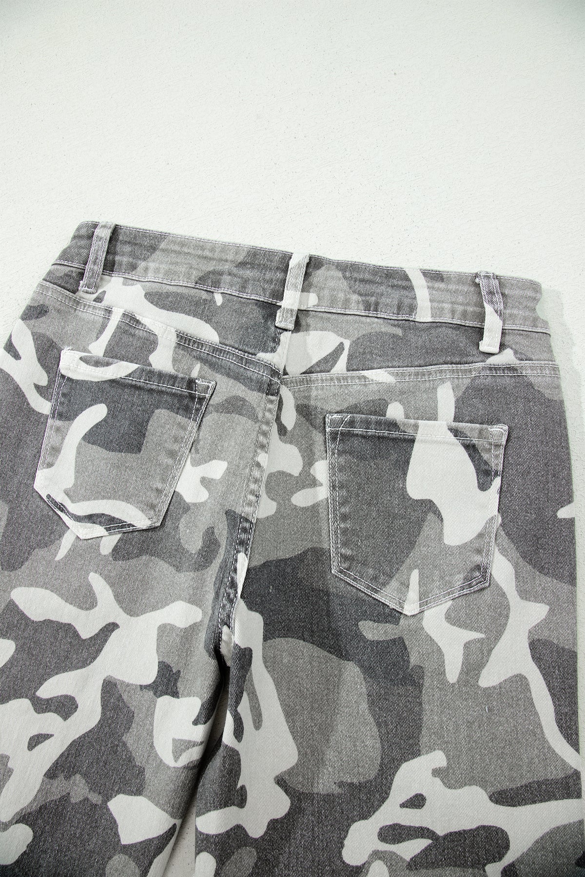 Green Camo Pattern Cotton Denim Shift Jeans