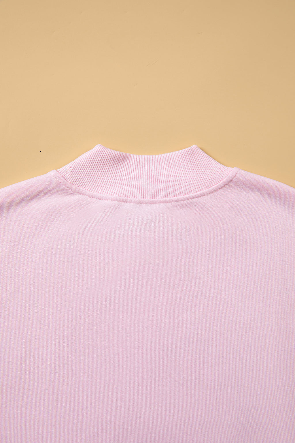 Pink Stay Salty Embroidered Long Sleeve Stand Neck Shift Pullover Sweatshirt
