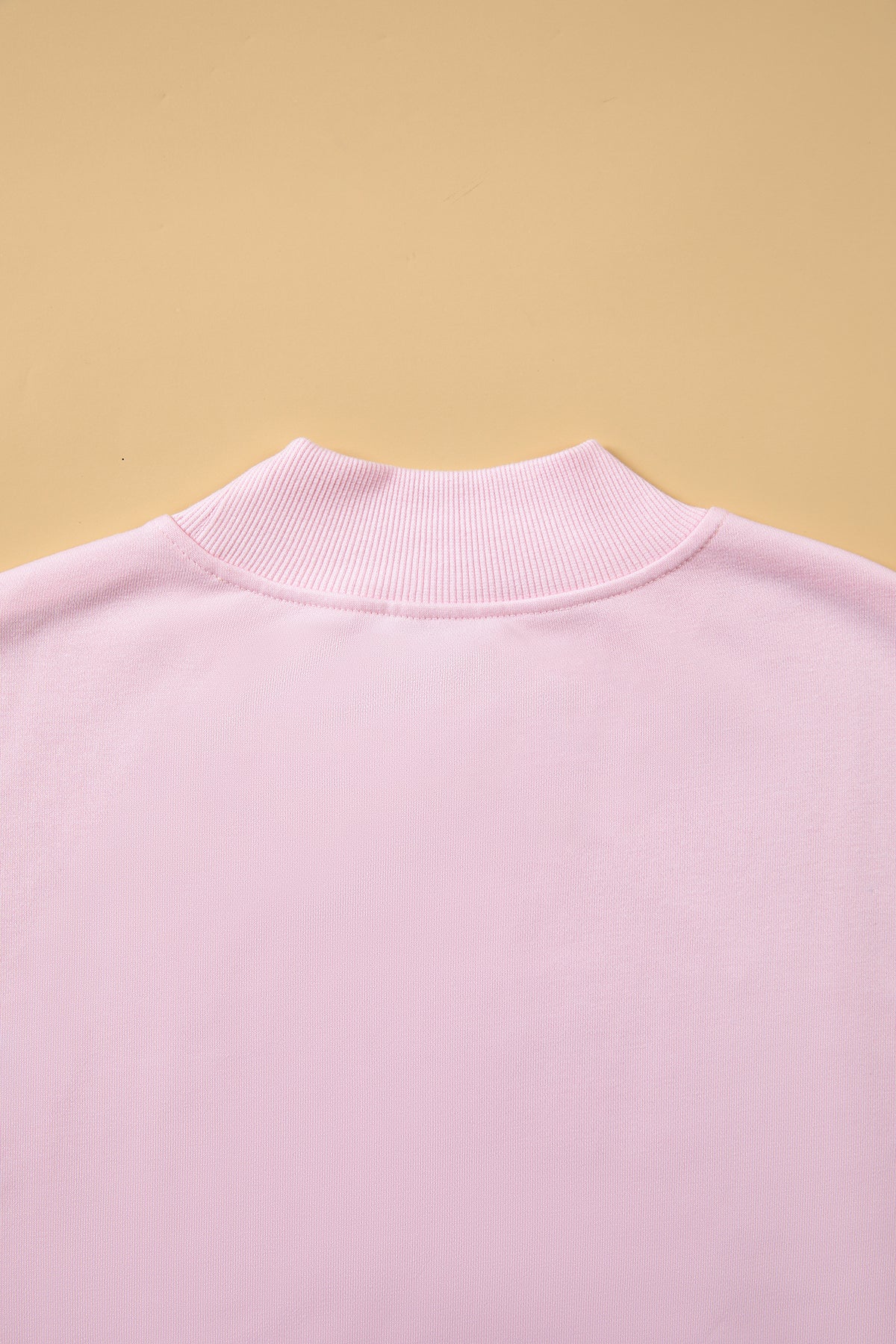 Pink Stay Salty Embroidered Long Sleeve Stand Neck Shift Pullover Sweatshirt