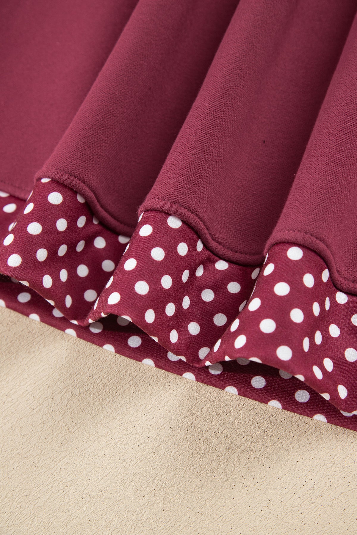 Dark Blue Colorblock Polka Dot Contrast Trim Oversized Sweatshirt