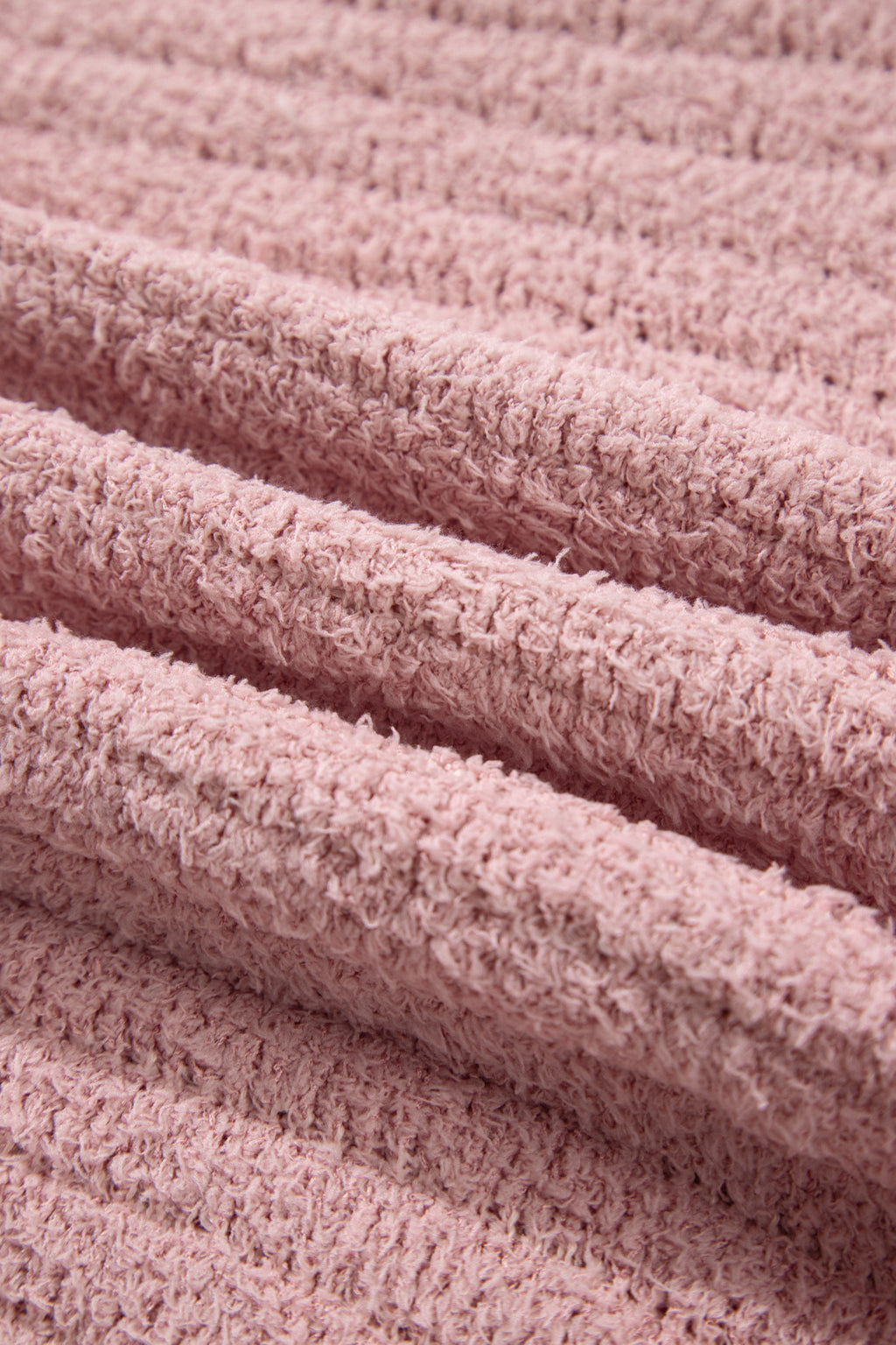 Light Pink Open Front Soft Fuzzy Ribbed Sweater Cardigan