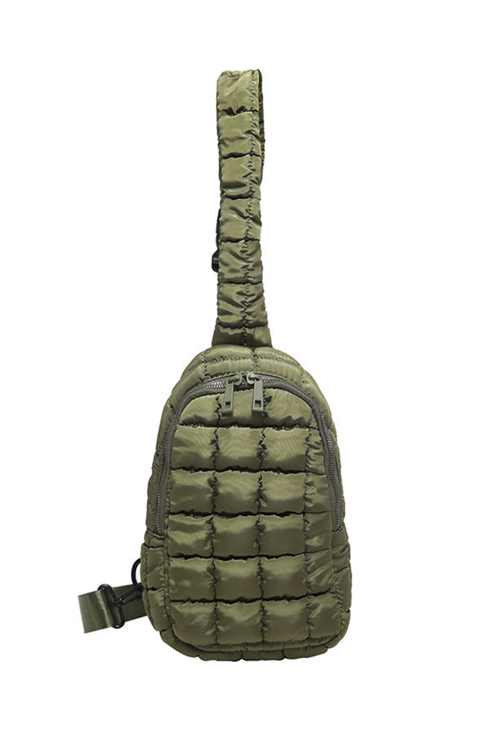 Black Zipper Quilted Puffer Crossbody Bag