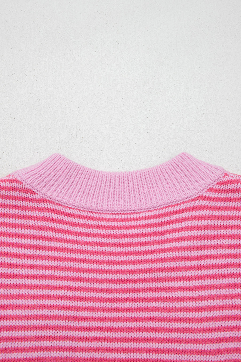 Rose Stripe Contrast Heart Pattern Valentine Knit Sweater