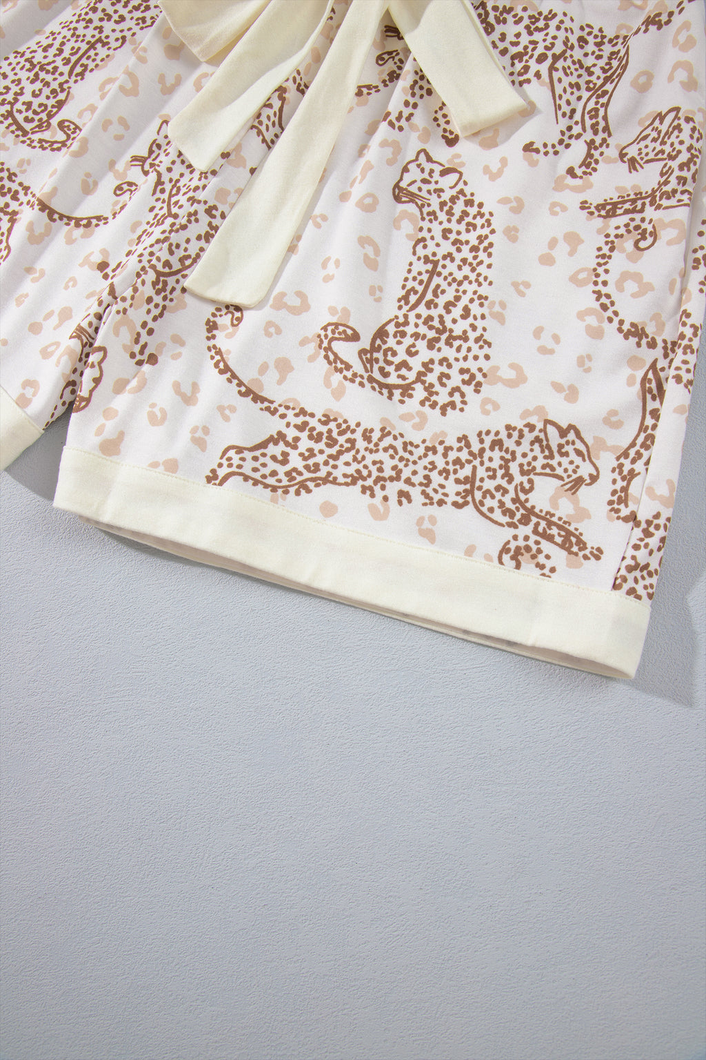 Yellow Leopard Print Colorblock Pocket Placket Long Sleeve Lounge Set