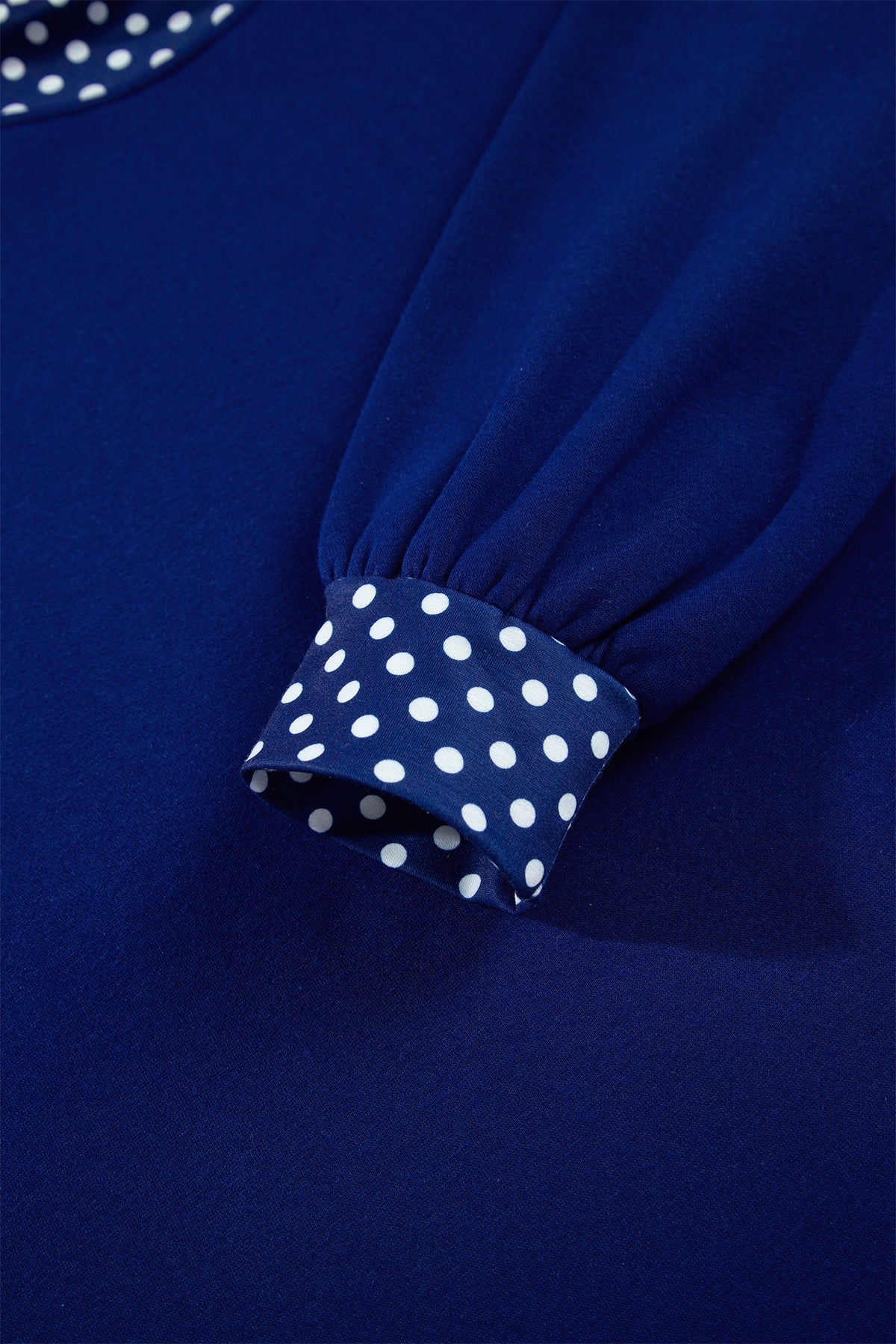 Dark Blue Colorblock Polka Dot Contrast Trim Oversized Sweatshirt