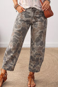 Khaki Camouflage Pattern Patch Detail Casual Jeans