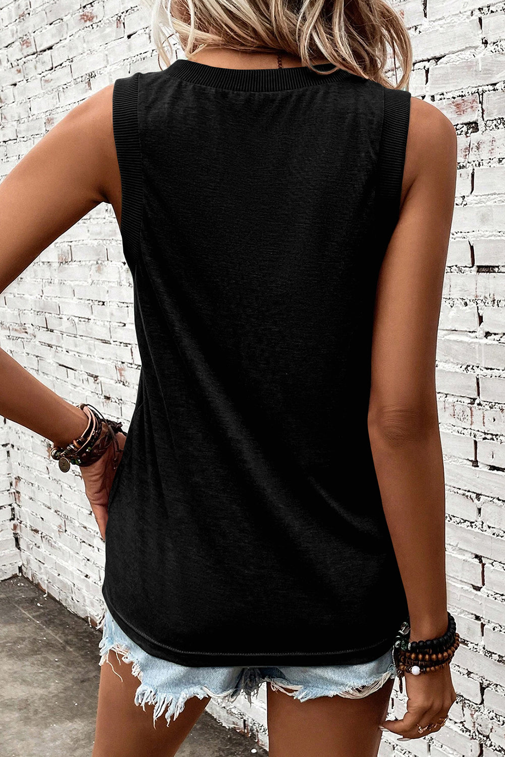 Black Cowgirl Floral Boots Printed Tank Top