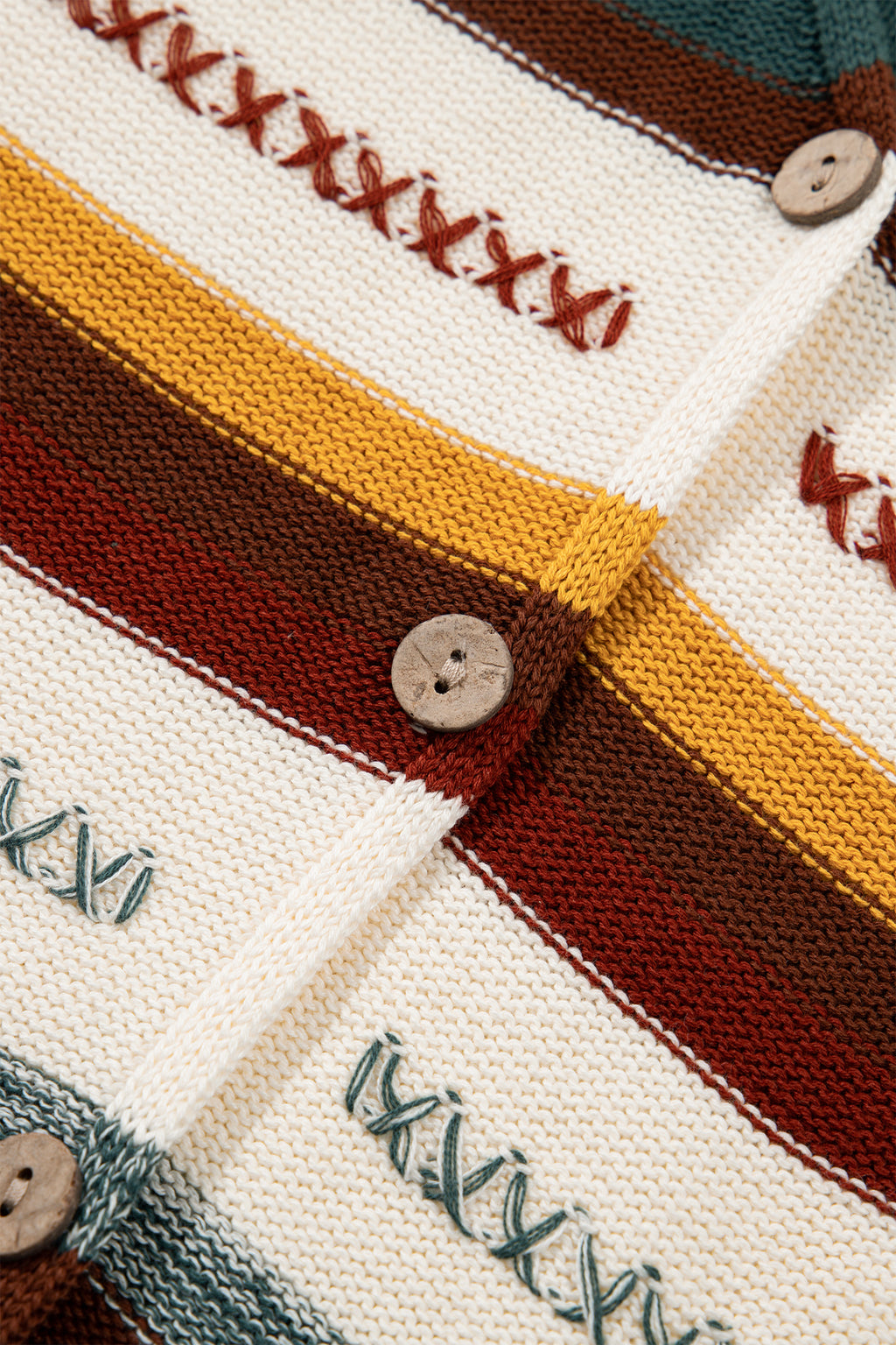 Multicolour Striped Button Front Sleeveless Knit Regular Fit Sweater Vest