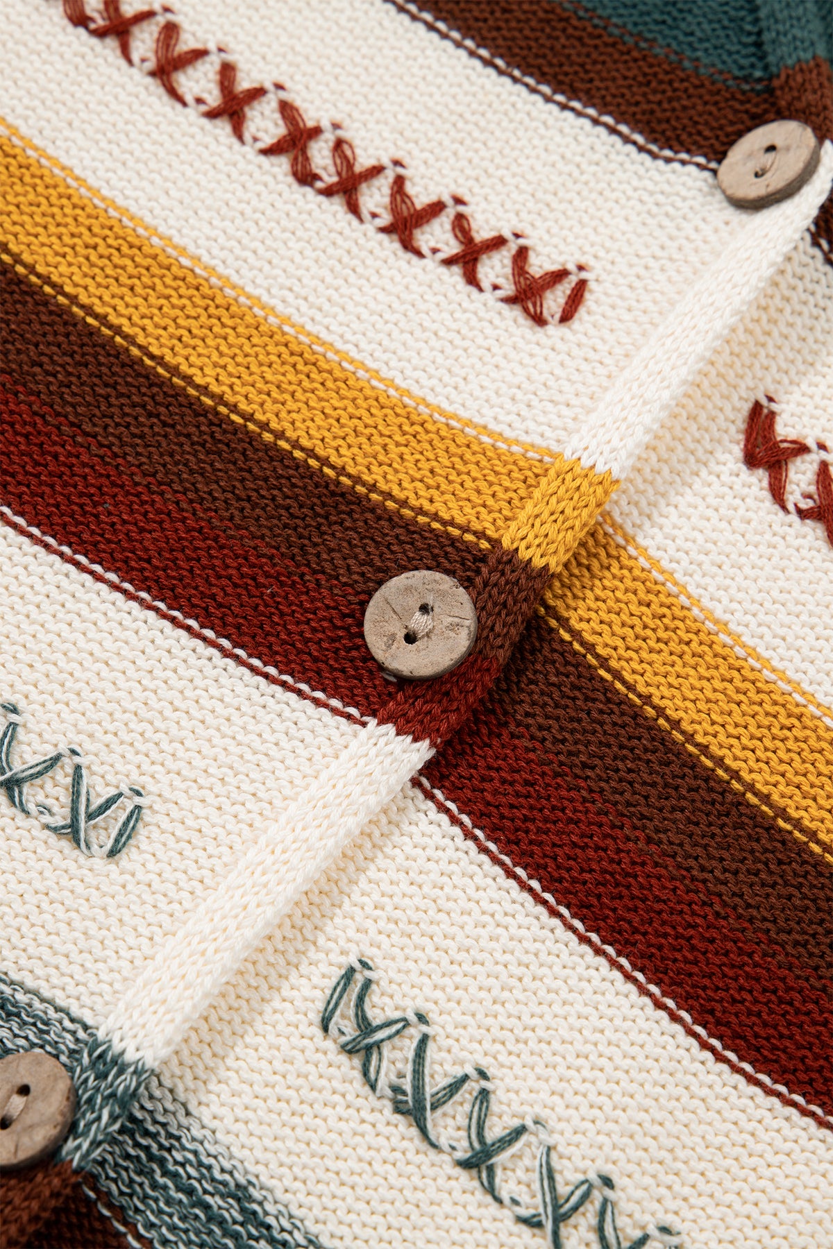 Multicolour Striped Button Front Sleeveless Knit Regular Fit Sweater Vest