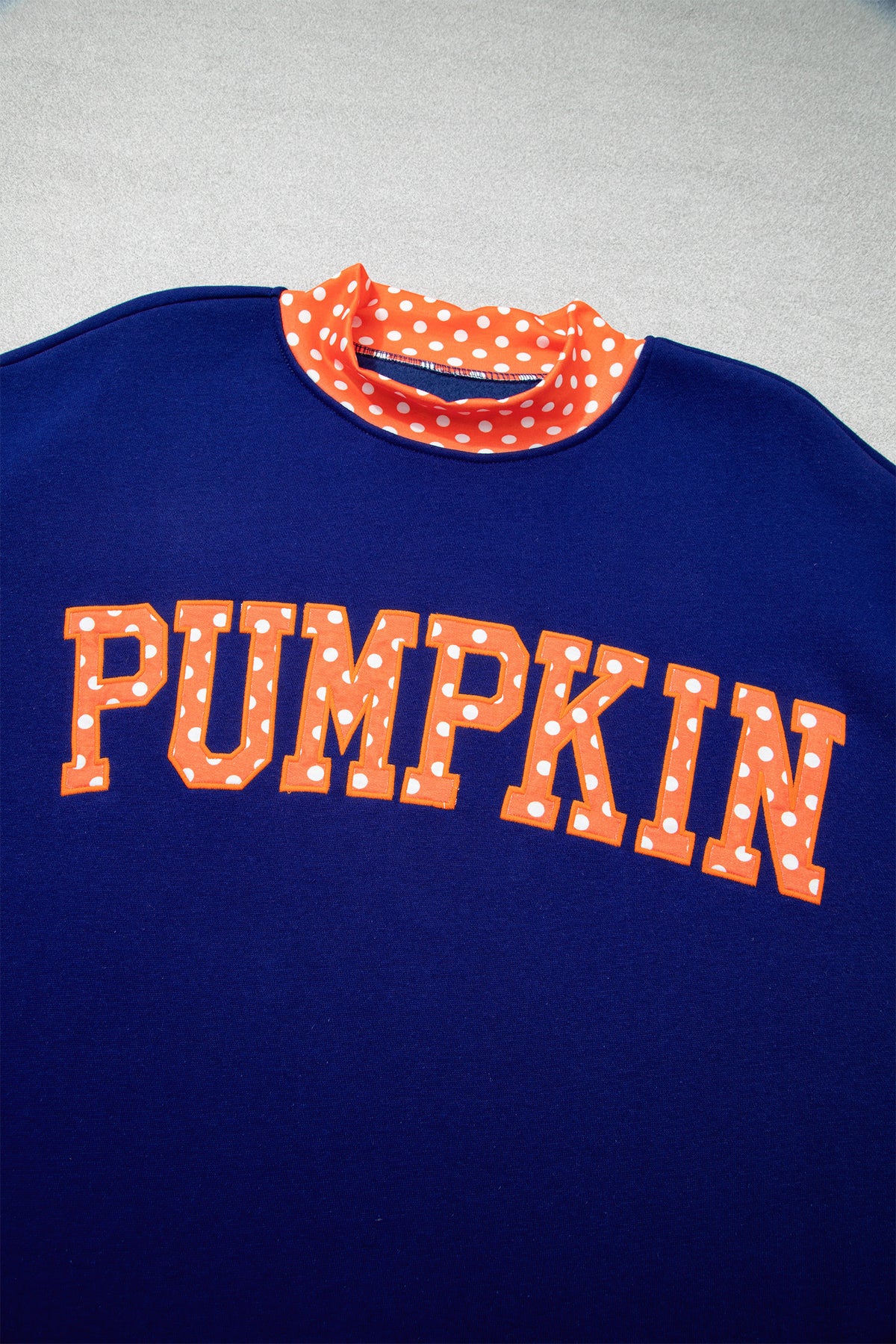 Tomato Red Polka Dot Letter Print Contrast Trim Mock Neck Sweatshirt