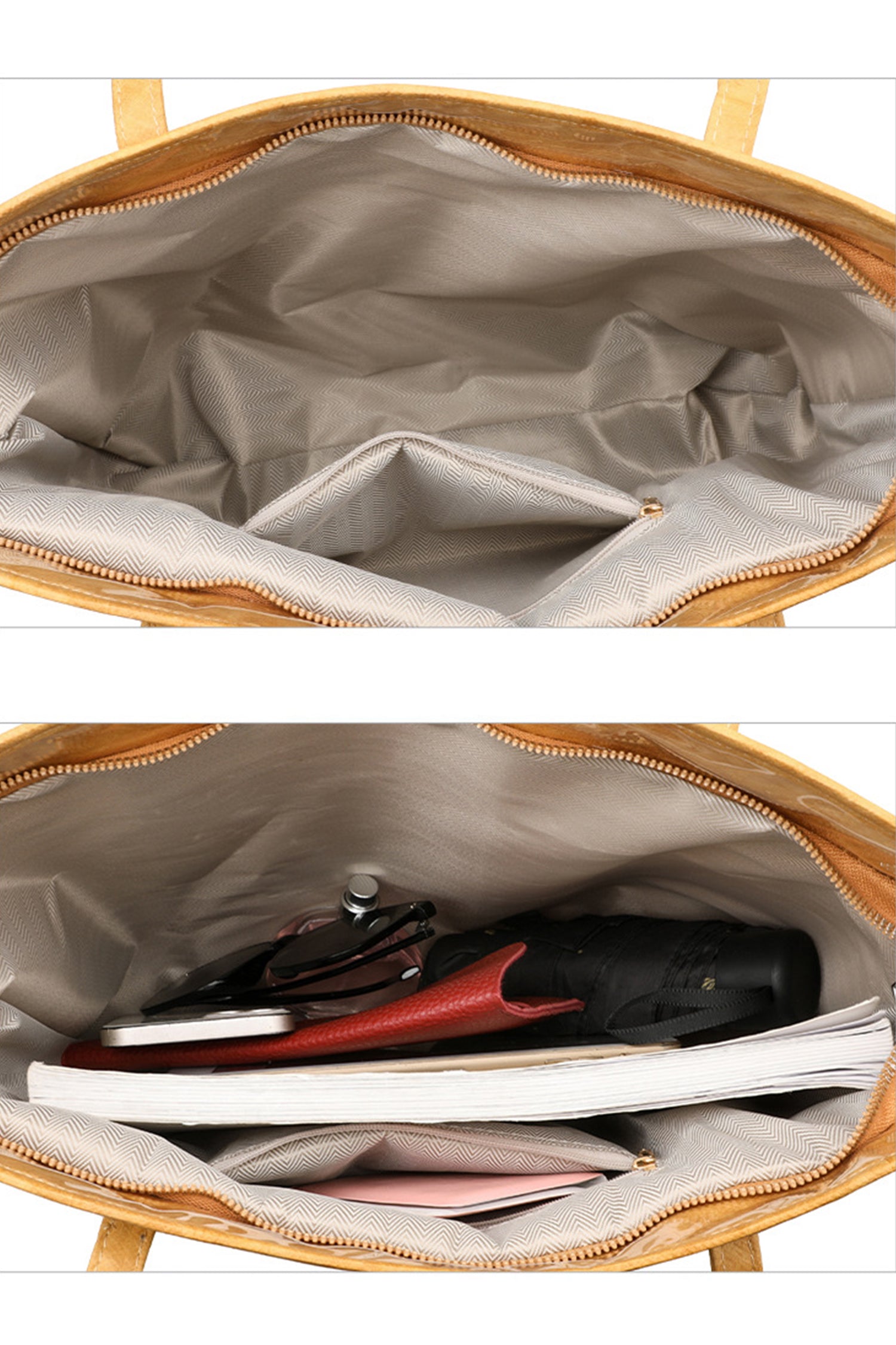 Camel Retro Letter Print Waterproof PVC Tote Bag