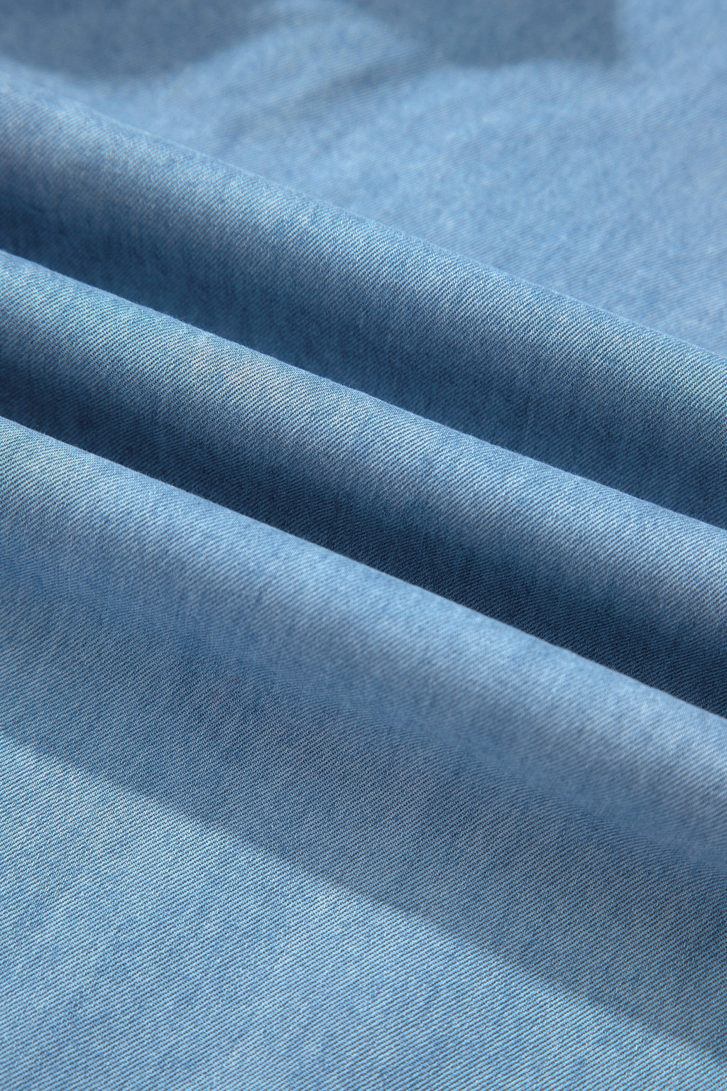 Beau Blue Ruffled Hem Wide Leg Chambray Pants